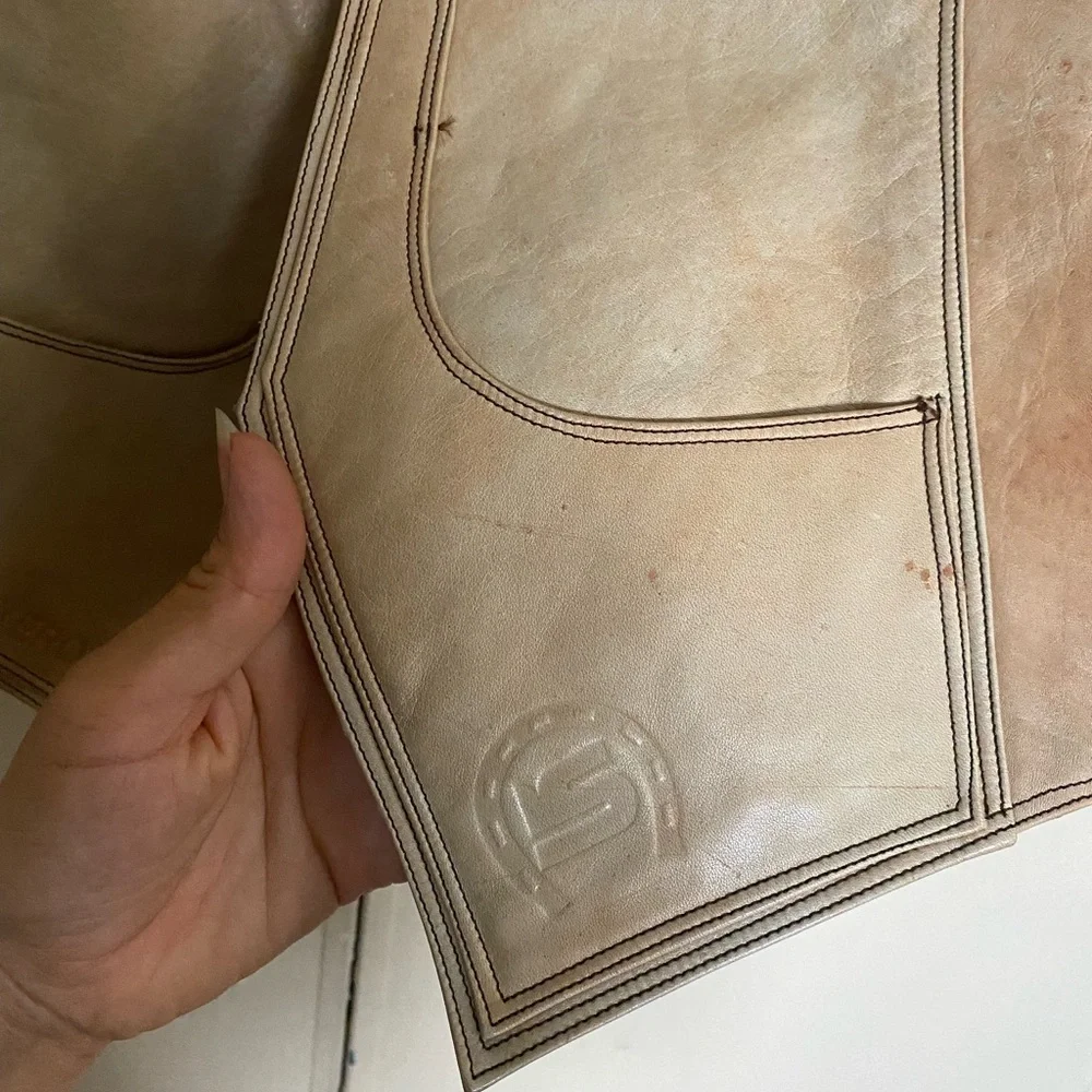 Vintage Italian Lambskin Leather Vest in Nude/Beige - Picture 3 of 12